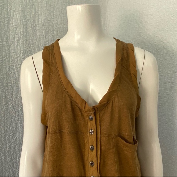 Free People NWOT Linen Tank Travelers Tank Moss - Picture 7 of 14